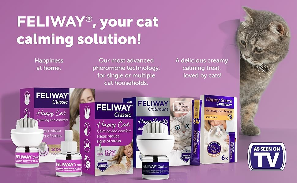 FELIWAY Classic 3 x 30 Day Cat Calming Odourless Refills for Pheromone Diffuser, 3 x 48ml - Helps Solve Common Signs of Stress in Cats & Kittens, Veterinary Recommended, Drug-free, Clinically Proven